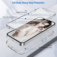 Луксозен ултра тънък Поли-Карбонов комплект предна и задна част със силиконова ТПУ рамка 360° Body Guard за Apple iPhone 13 6.1 кристално прозрачен 